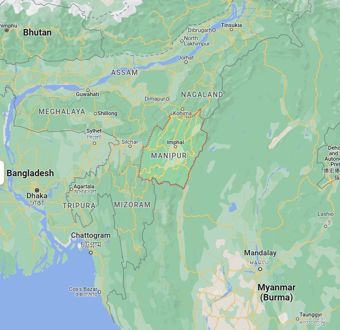 Google Map Screenshot of Manipur and environs